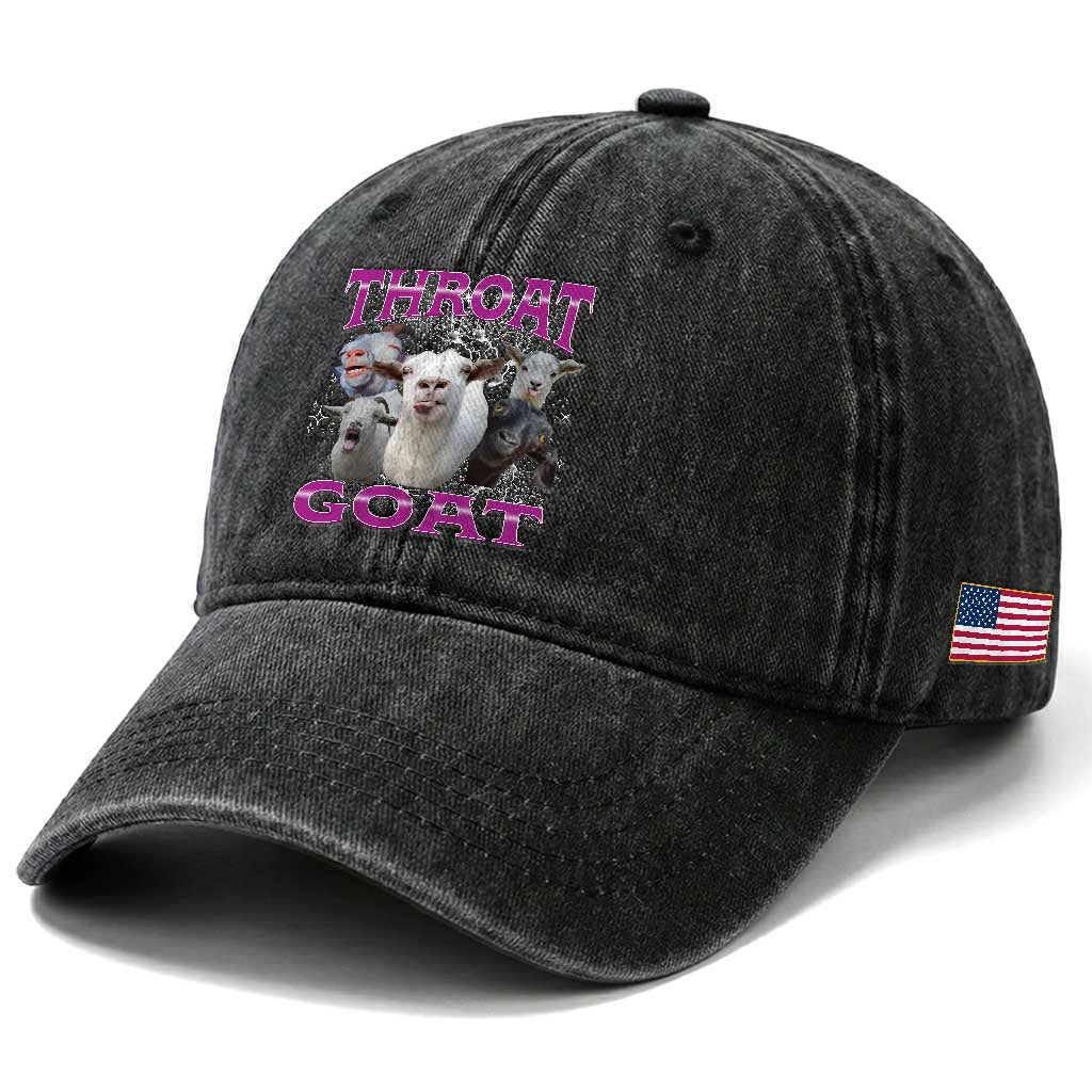 Funny Dirty Humor Washed Cotton Baseball Cap Throat Goat TS12 Print Your Wear