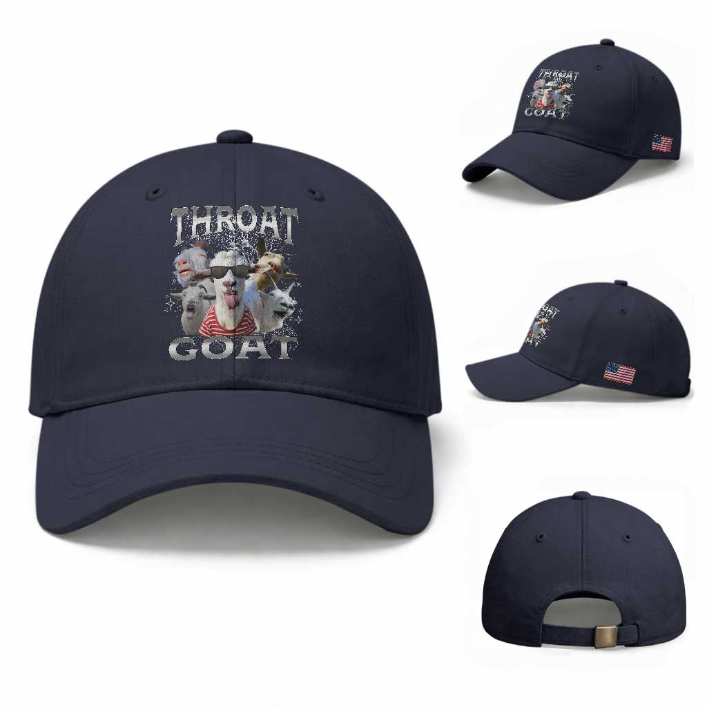 Funny Adult Humor Baseball Cap Throat Goat Meme TS12 Baseball Cap Universal Fit Navy Print Your Wear