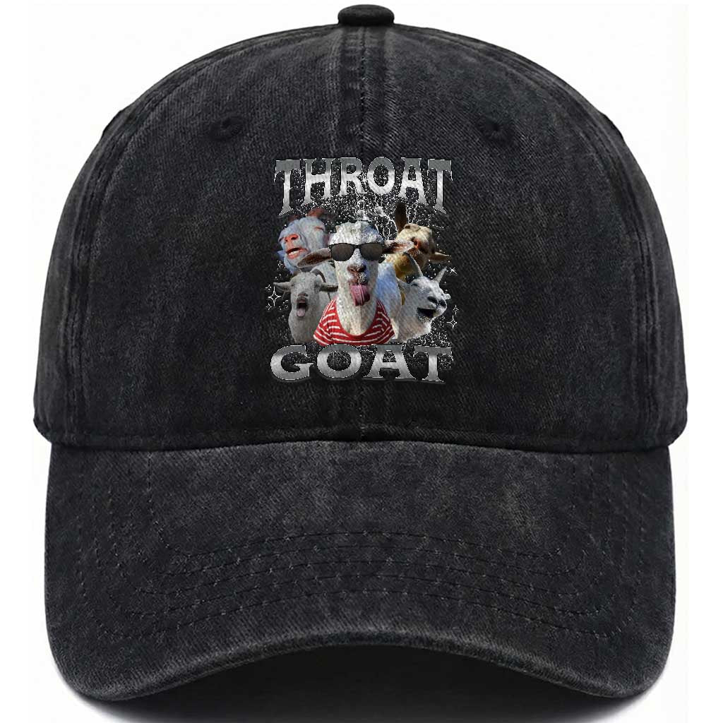 Funny Adult Humor Washed Cotton Baseball Cap Throat Goat Meme TS12 Print Your Wear