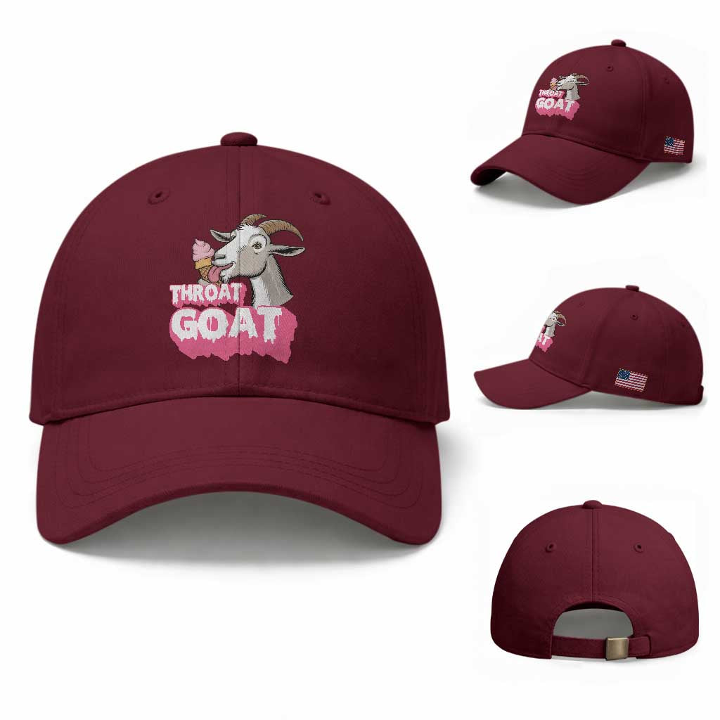 Throat Goat Baseball Cap Sarcastic Adult Humor TS12 Baseball Cap Universal Fit Maroon Print Your Wear