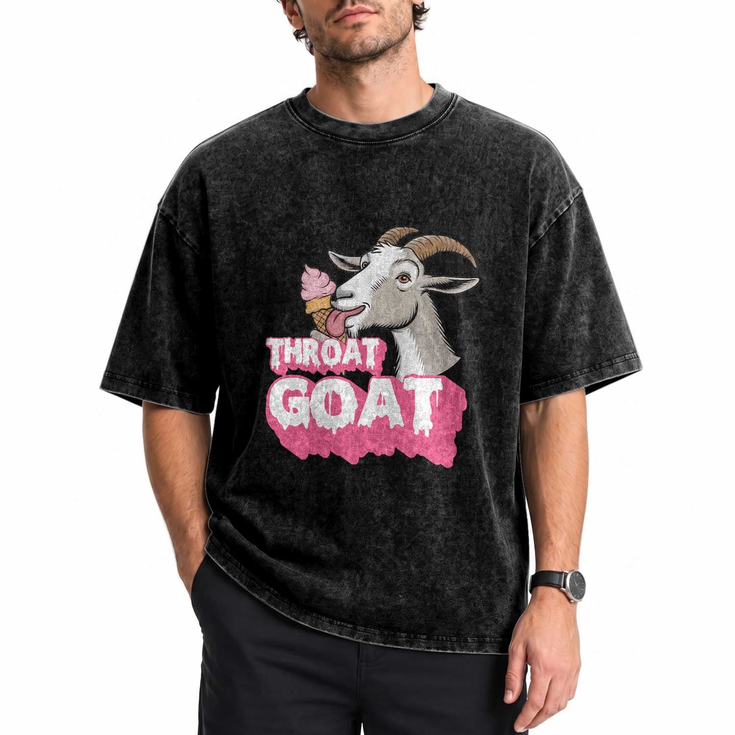 Throat Goat Washed Cotton T-Shirt Sarcastic Adult Humor