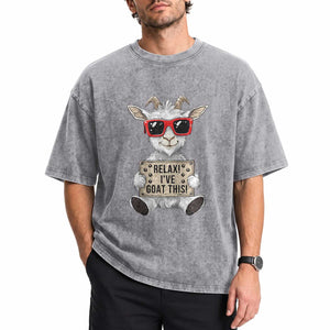 Relax I Have Goat This Washed Cotton T-Shirt Funny Goat Lover Gift