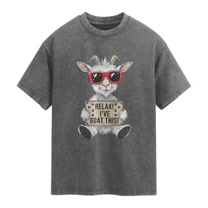 Relax I Have Goat This Washed Cotton T-Shirt Funny Goat Lover Gift