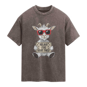 Relax I Have Goat This Washed Cotton T-Shirt Funny Goat Lover Gift