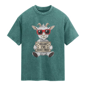 Relax I Have Goat This Washed Cotton T-Shirt Funny Goat Lover Gift