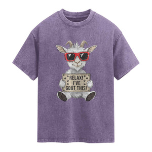 Relax I Have Goat This Washed Cotton T-Shirt Funny Goat Lover Gift