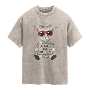 Relax I Have Goat This Washed Cotton T-Shirt Funny Goat Lover Gift