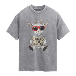 Relax I Have Goat This Washed Cotton T-Shirt Funny Goat Lover Gift