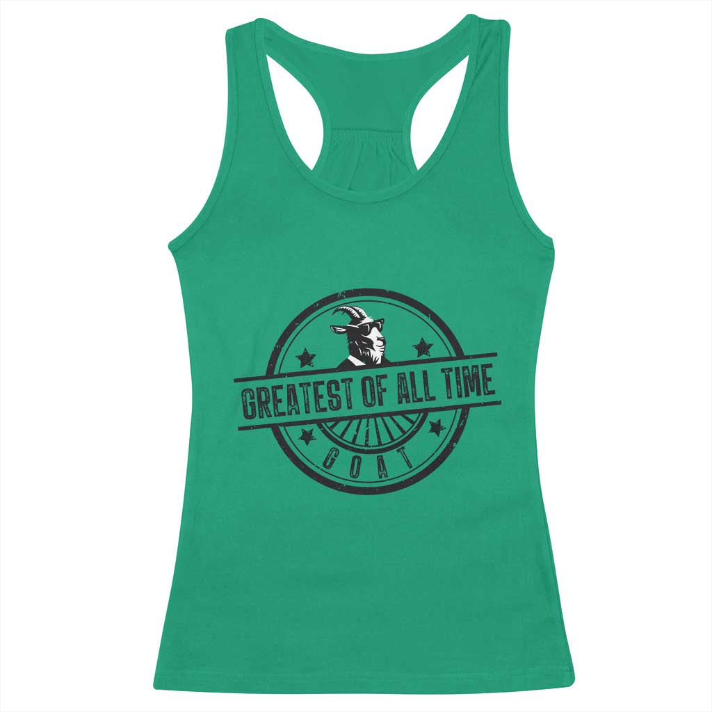 Funny Cool Goat With Sunglasses Racerback Tank Top Animal Lover Farm Gift TS12 Irish Green Print Your Wear