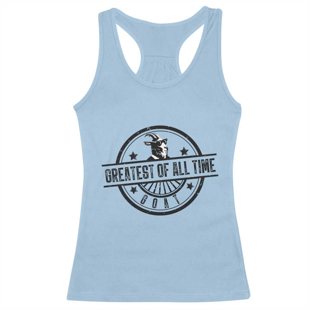 Funny Cool Goat With Sunglasses Racerback Tank Top Animal Lover Farm Gift TS12 Light Blue Print Your Wear