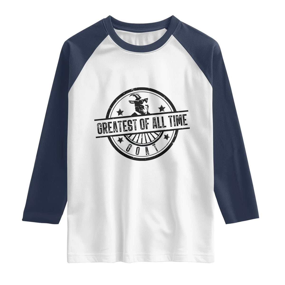 Funny Cool Goat With Sunglasses Raglan Shirt Animal Lover Farm Gift TS12 White Navy Print Your Wear