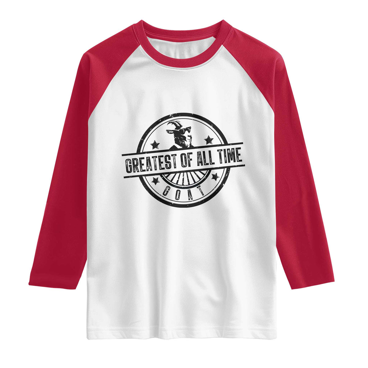 Funny Cool Goat With Sunglasses Raglan Shirt Animal Lover Farm Gift TS12 White Red Print Your Wear