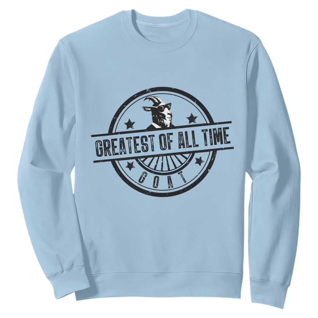 Funny Cool Goat With Sunglasses Sweatshirt Animal Lover Farm Gift TS12 Light Blue Print Your Wear