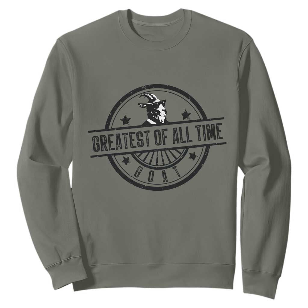 Funny Cool Goat With Sunglasses Sweatshirt Animal Lover Farm Gift TS12 Military Green Print Your Wear