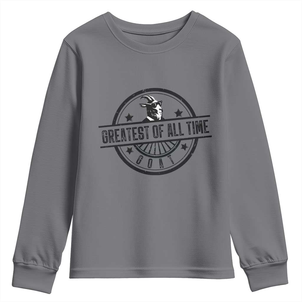 Funny Cool Goat With Sunglasses Youth Sweatshirt Animal Lover Farm Gift TS12 Charcoal Print Your Wear