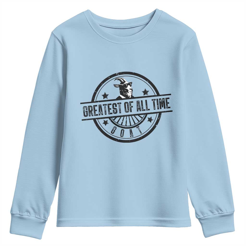 Funny Cool Goat With Sunglasses Youth Sweatshirt Animal Lover Farm Gift TS12 Light Blue Print Your Wear