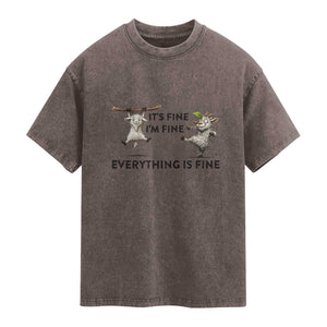 It Is Fine I Am Fine Everything Is Fine Washed Cotton T-Shirt Funny Goat Lover Gift