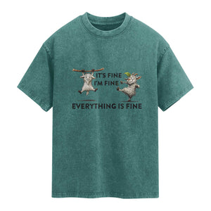 It Is Fine I Am Fine Everything Is Fine Washed Cotton T-Shirt Funny Goat Lover Gift