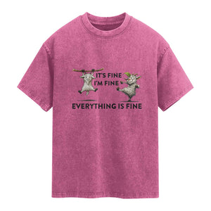 It Is Fine I Am Fine Everything Is Fine Washed Cotton T-Shirt Funny Goat Lover Gift