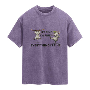 It Is Fine I Am Fine Everything Is Fine Washed Cotton T-Shirt Funny Goat Lover Gift