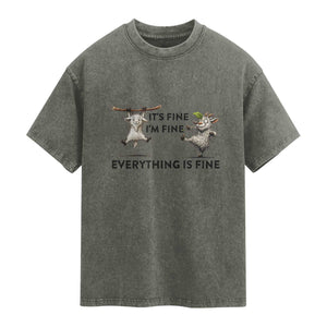It Is Fine I Am Fine Everything Is Fine Washed Cotton T-Shirt Funny Goat Lover Gift