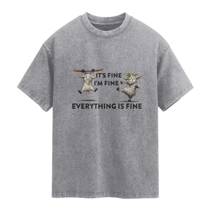 It Is Fine I Am Fine Everything Is Fine Washed Cotton T-Shirt Funny Goat Lover Gift