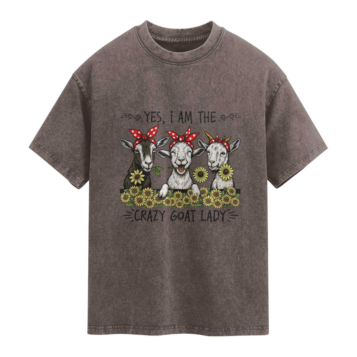 I Am The Crazy Goat Lady Washed Cotton T-Shirt Goat Lady Gift