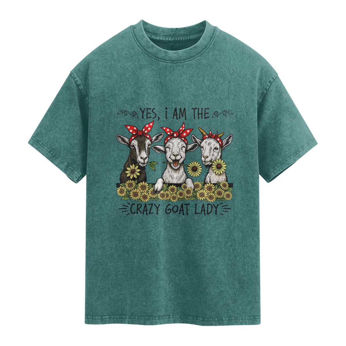 I Am The Crazy Goat Lady Washed Cotton T-Shirt Goat Lady Gift