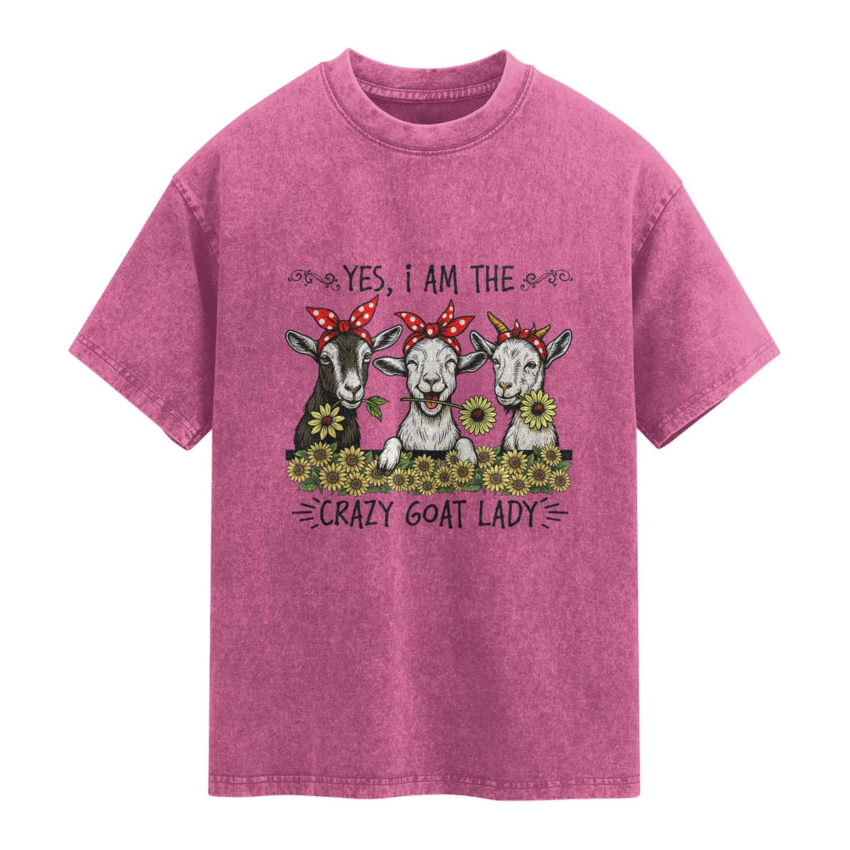 I Am The Crazy Goat Lady Washed Cotton T-Shirt Goat Lady Gift