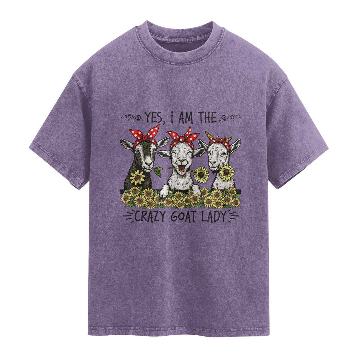 I Am The Crazy Goat Lady Washed Cotton T-Shirt Goat Lady Gift
