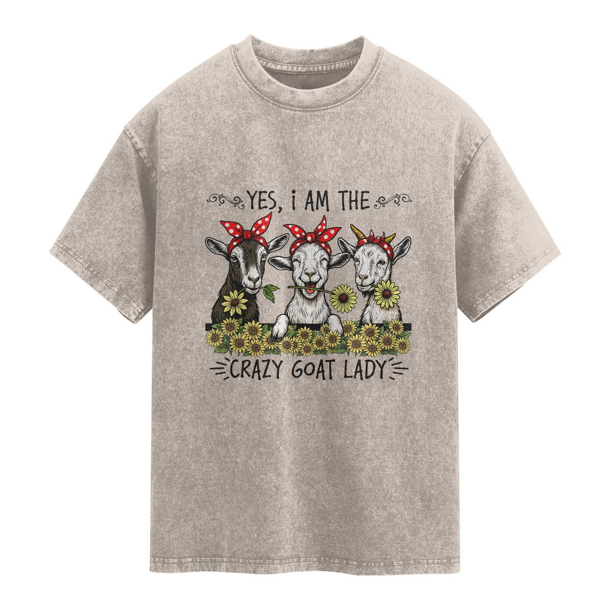 I Am The Crazy Goat Lady Washed Cotton T-Shirt Goat Lady Gift