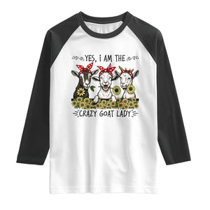 I Am The Crazy Goat Lady Raglan Shirt Goat Lady Gift TS12 White Black Print Your Wear