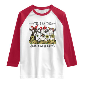 I Am The Crazy Goat Lady Raglan Shirt Goat Lady Gift TS12 White Red Print Your Wear