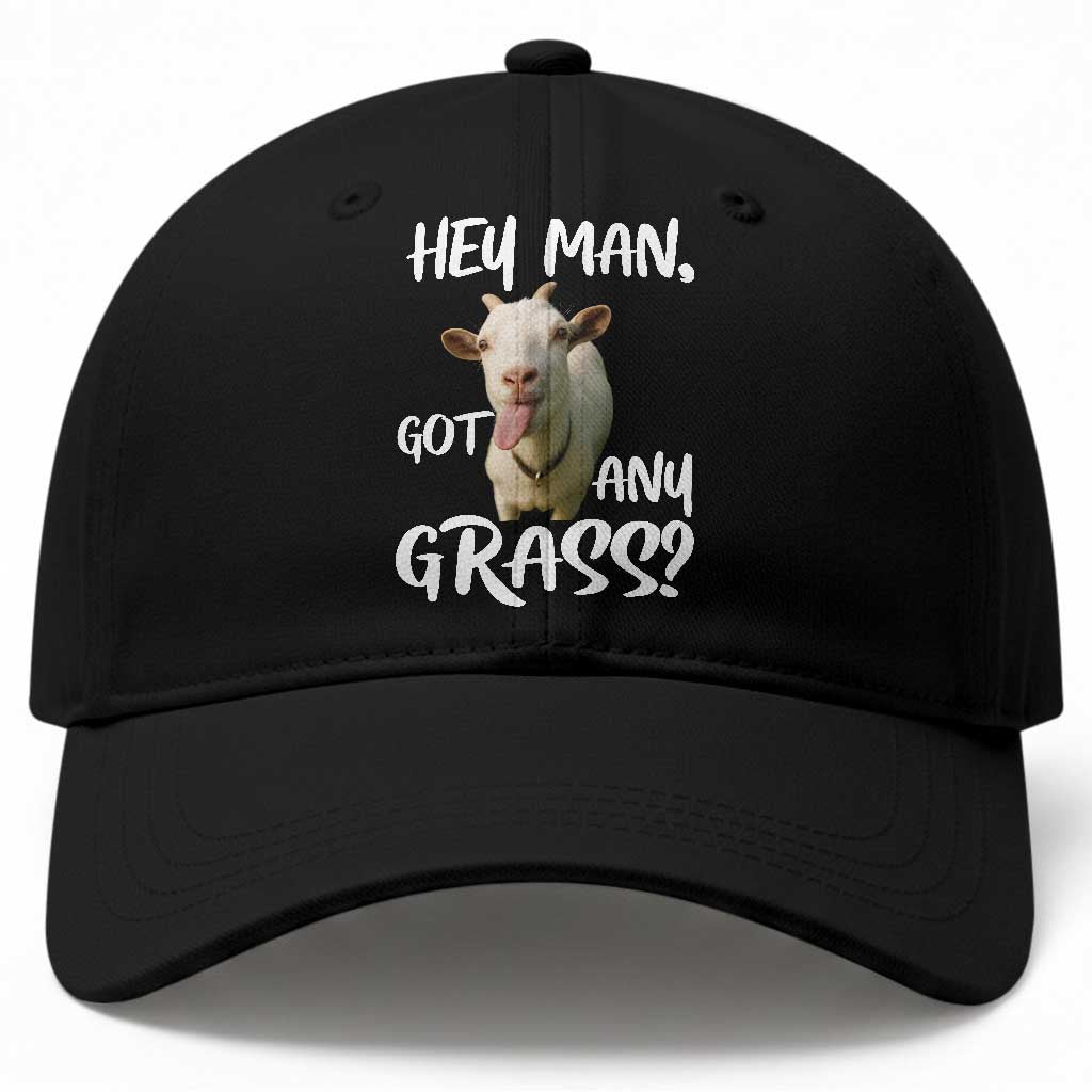 Hey Man Got Any Grass Baseball Cap Funny Goat Stoner Gift TS12 Print Your Wear