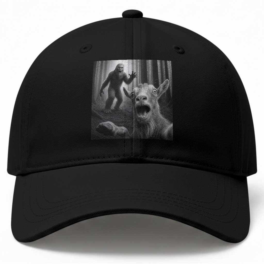 Goat Selfie With Bigfoot Baseball Cap Funny Cryptid Gift TS12 Print Your Wear