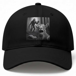 Goat Selfie With Bigfoot Baseball Cap Funny Cryptid Gift TS12 Print Your Wear