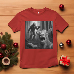 Goat Selfie With Bigfoot T Shirt Funny Cryptid Gift TS12 Red Print Your Wear