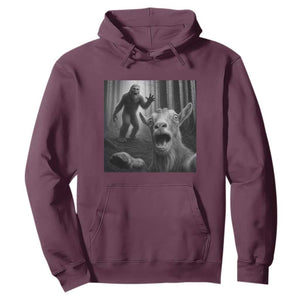 Goat Selfie With Bigfoot Hoodie Funny Cryptid Gift TS12 Maroon Print Your Wear