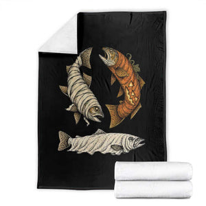 Funny Halloween Fisherman Trout Throw Blanket Ghost Pumpkin Mummy Spooky