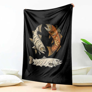 Funny Halloween Fisherman Trout Throw Blanket Ghost Pumpkin Mummy Spooky