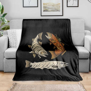 Funny Halloween Fisherman Trout Throw Blanket Ghost Pumpkin Mummy Spooky