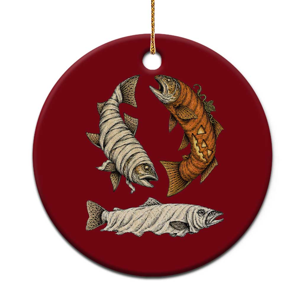 Funny Halloween Fisherman Trout Ceramic Ornament Ghost Pumpkin Mummy Spooky