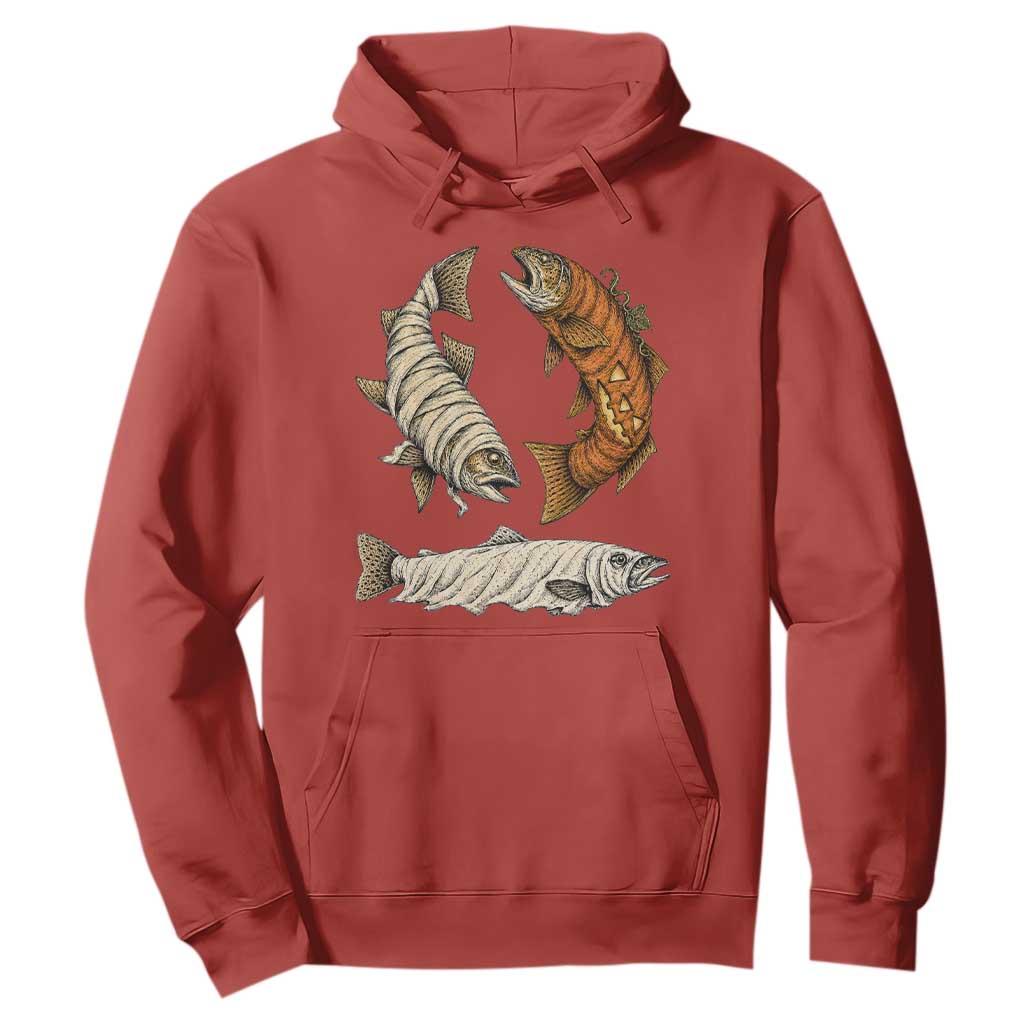 Funny Halloween Fisherman Trout Hoodie Ghost Pumpkin Mummy Spooky