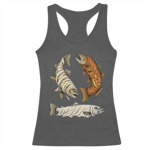 Funny Halloween Fisherman Trout Racerback Tank Top Ghost Pumpkin Mummy Spooky