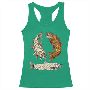 Funny Halloween Fisherman Trout Racerback Tank Top Ghost Pumpkin Mummy Spooky