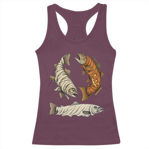 Funny Halloween Fisherman Trout Racerback Tank Top Ghost Pumpkin Mummy Spooky