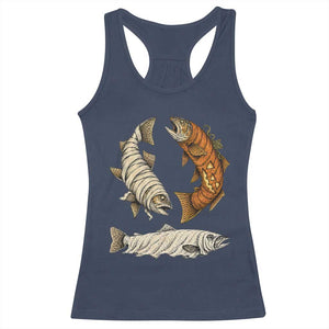 Funny Halloween Fisherman Trout Racerback Tank Top Ghost Pumpkin Mummy Spooky
