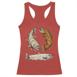 Funny Halloween Fisherman Trout Racerback Tank Top Ghost Pumpkin Mummy Spooky