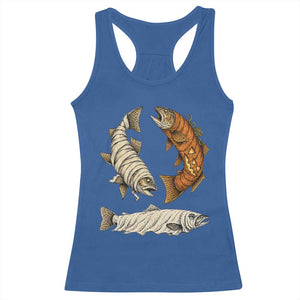 Funny Halloween Fisherman Trout Racerback Tank Top Ghost Pumpkin Mummy Spooky