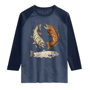 Funny Halloween Fisherman Trout Raglan Shirt Ghost Pumpkin Mummy Spooky